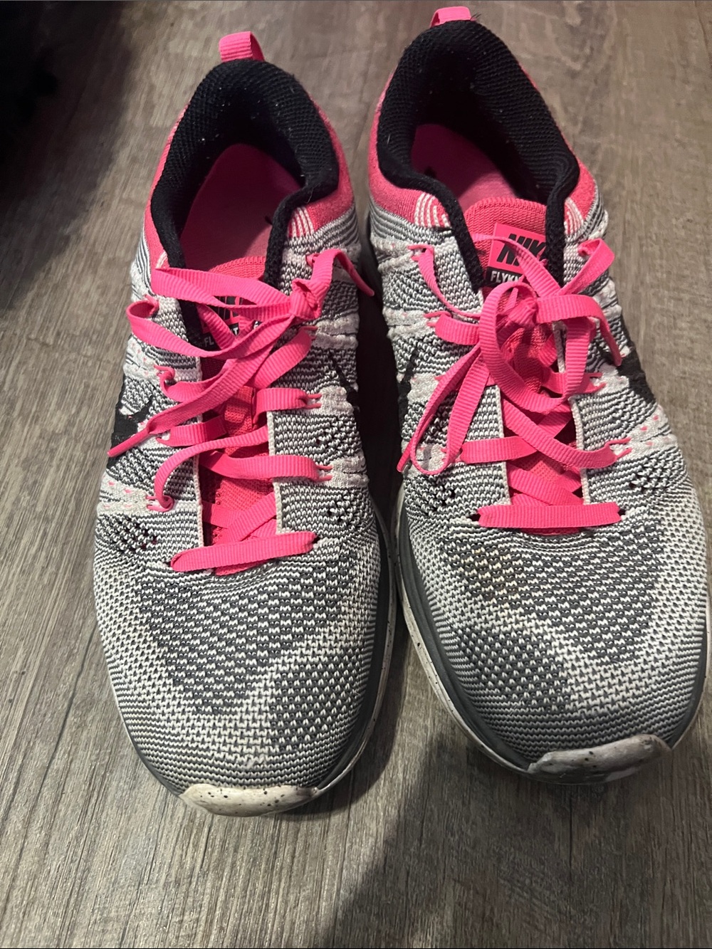 Nike Women’s Flyknit Running Shoes — Pink/Gray